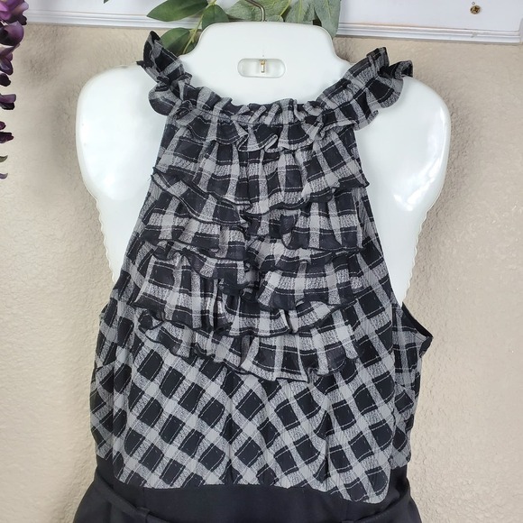 INC Silk Ruffled Halter Neckline Belted Mini Pencil Black Women Dress Size 10 - Picture 2 of 9